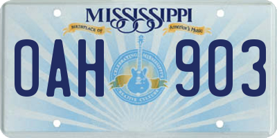 MS license plate OAH903