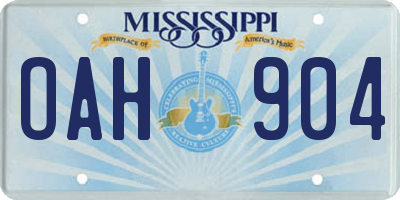 MS license plate OAH904