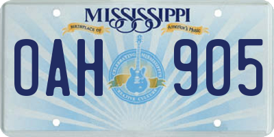 MS license plate OAH905
