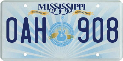 MS license plate OAH908