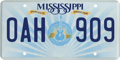 MS license plate OAH909
