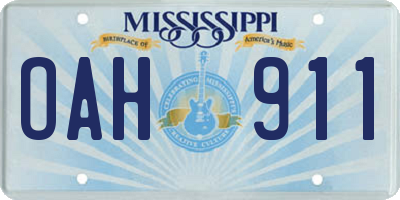 MS license plate OAH911