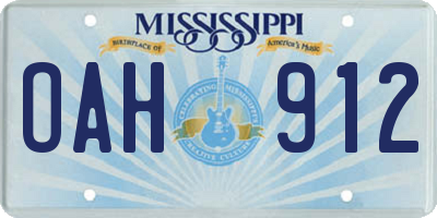 MS license plate OAH912