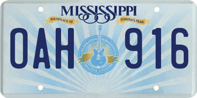 MS license plate OAH916