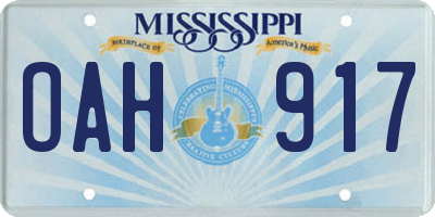 MS license plate OAH917