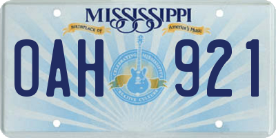 MS license plate OAH921