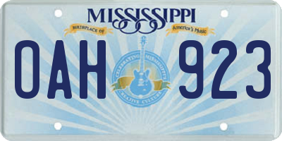 MS license plate OAH923