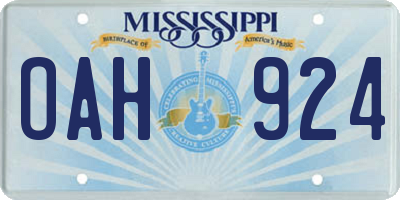 MS license plate OAH924