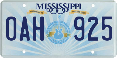 MS license plate OAH925