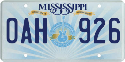 MS license plate OAH926
