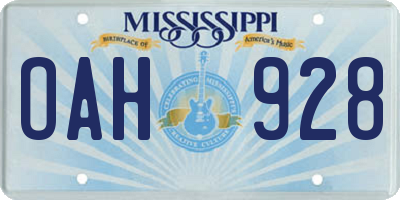 MS license plate OAH928