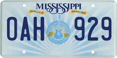 MS license plate OAH929