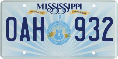 MS license plate OAH932