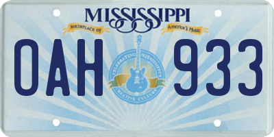 MS license plate OAH933