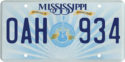 MS license plate OAH934