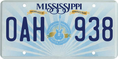 MS license plate OAH938