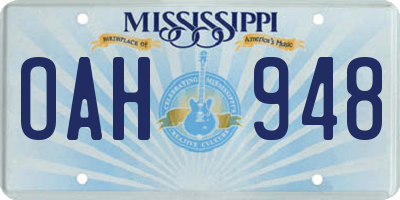 MS license plate OAH948