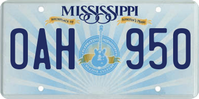 MS license plate OAH950