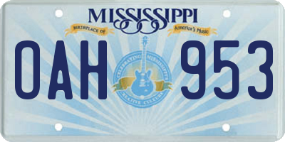 MS license plate OAH953