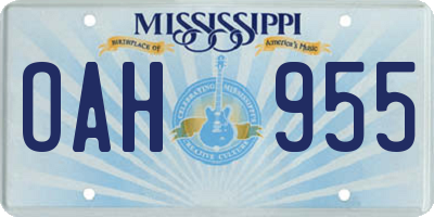 MS license plate OAH955