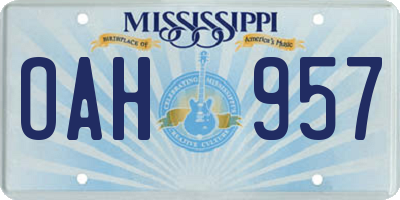 MS license plate OAH957