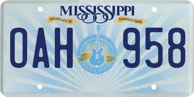 MS license plate OAH958
