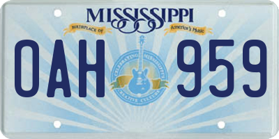 MS license plate OAH959