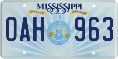 MS license plate OAH963