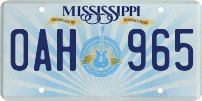 MS license plate OAH965
