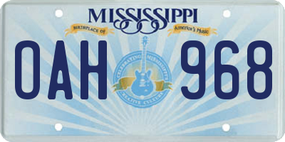 MS license plate OAH968