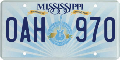 MS license plate OAH970