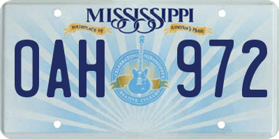 MS license plate OAH972