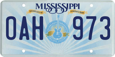 MS license plate OAH973