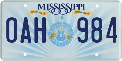 MS license plate OAH984