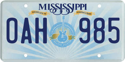 MS license plate OAH985