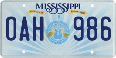 MS license plate OAH986
