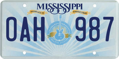 MS license plate OAH987