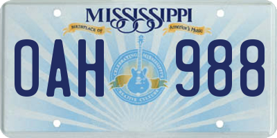 MS license plate OAH988