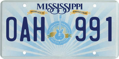 MS license plate OAH991