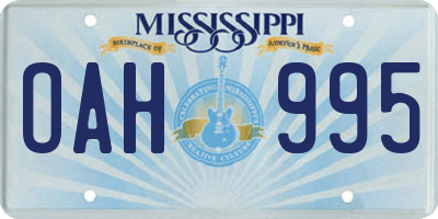 MS license plate OAH995