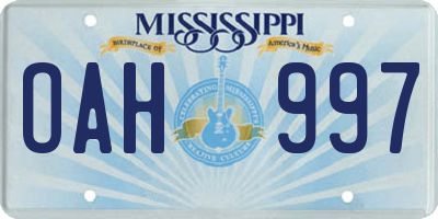 MS license plate OAH997