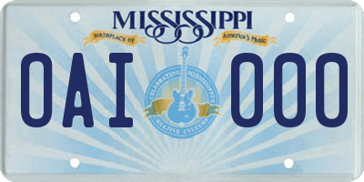 MS license plate OAI000