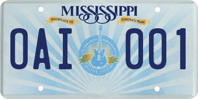 MS license plate OAI001