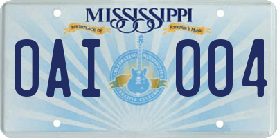 MS license plate OAI004