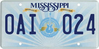 MS license plate OAI024