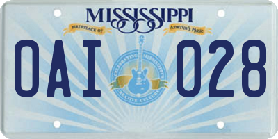 MS license plate OAI028