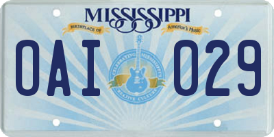 MS license plate OAI029