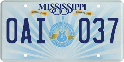 MS license plate OAI037