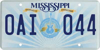 MS license plate OAI044