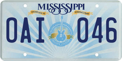 MS license plate OAI046